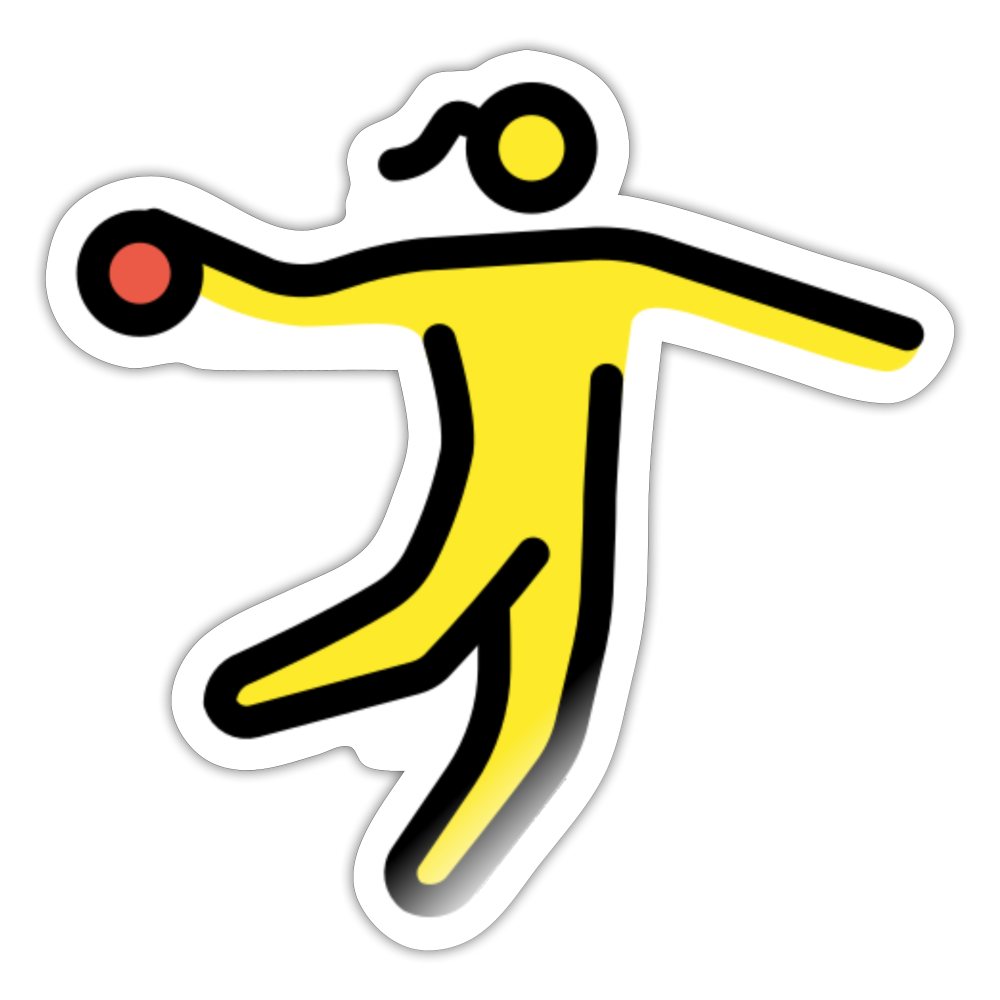 Woman Playing Handball Moji Sticker - Emoji.Express - white glossy