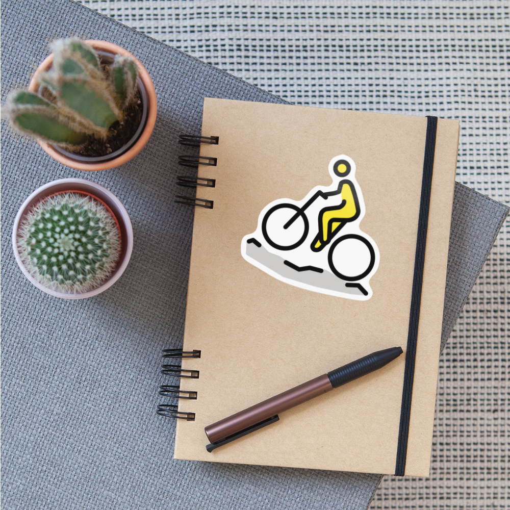 Man Mountain Biking Moji Sticker - Emoji.Express - white glossy