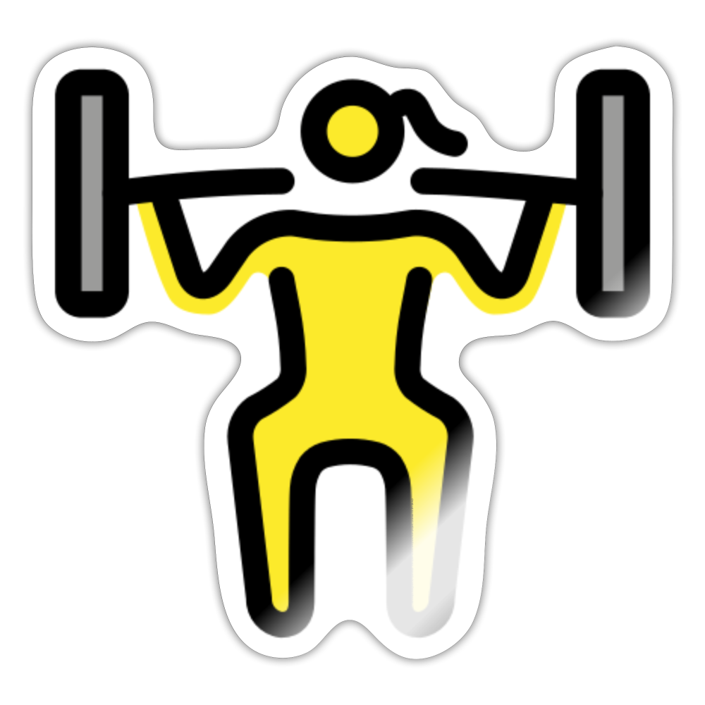 Woman Lifting Weights Moji Sticker - Emoji.Express - white glossy