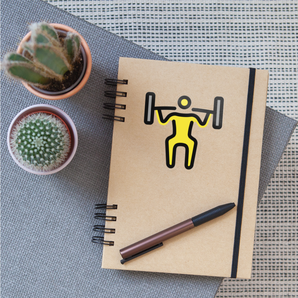 Man Lifting Weights Moji Sticker - Emoji.Express - transparent glossy