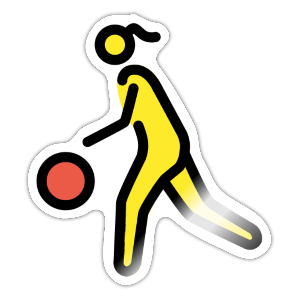 Woman Bouncing Ball Moji Sticker - Emoji.Express - white glossy