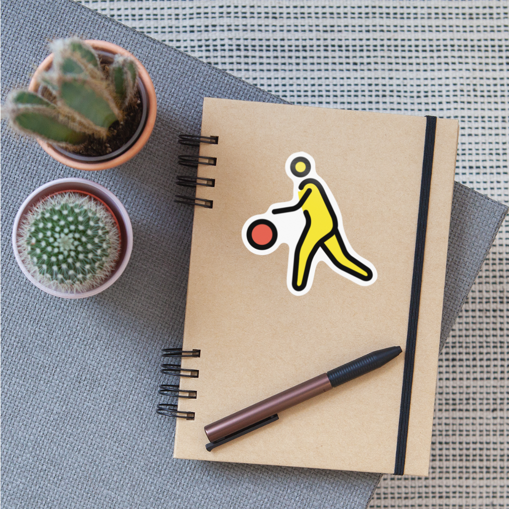 Person Bouncing Ball Moji Sticker - Emoji.Express - white glossy