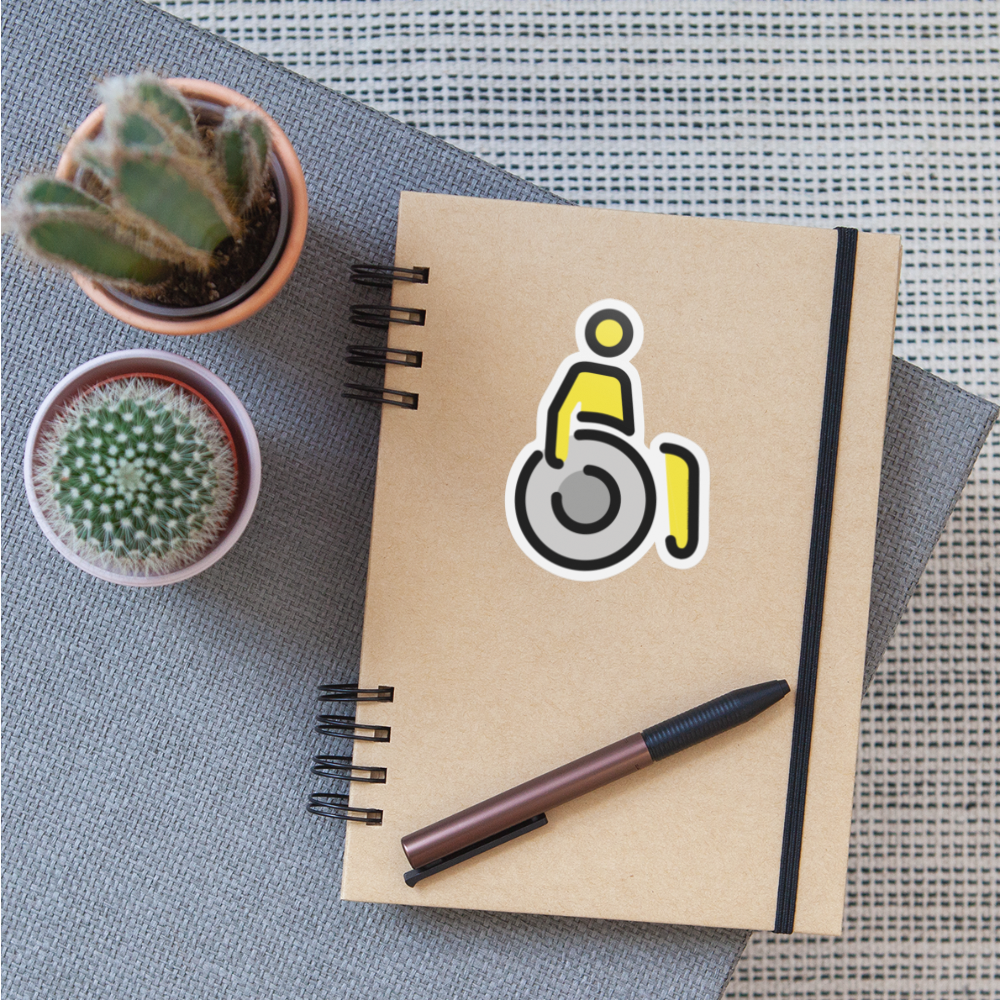 Person in Manual Wheelchair Moji Sticker - Emoji.Express - white matte