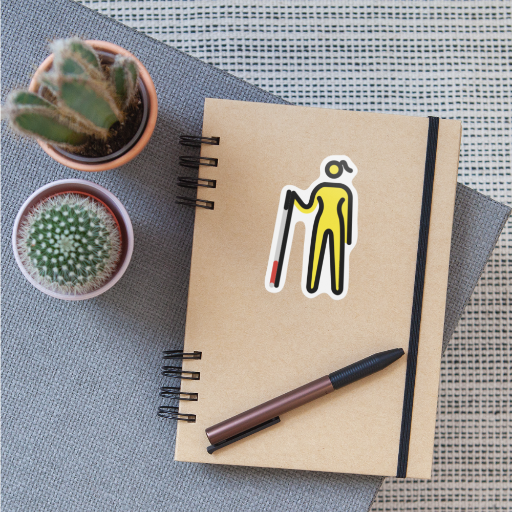 Woman with White Cane Moji Sticker - Emoji.Express - white matte