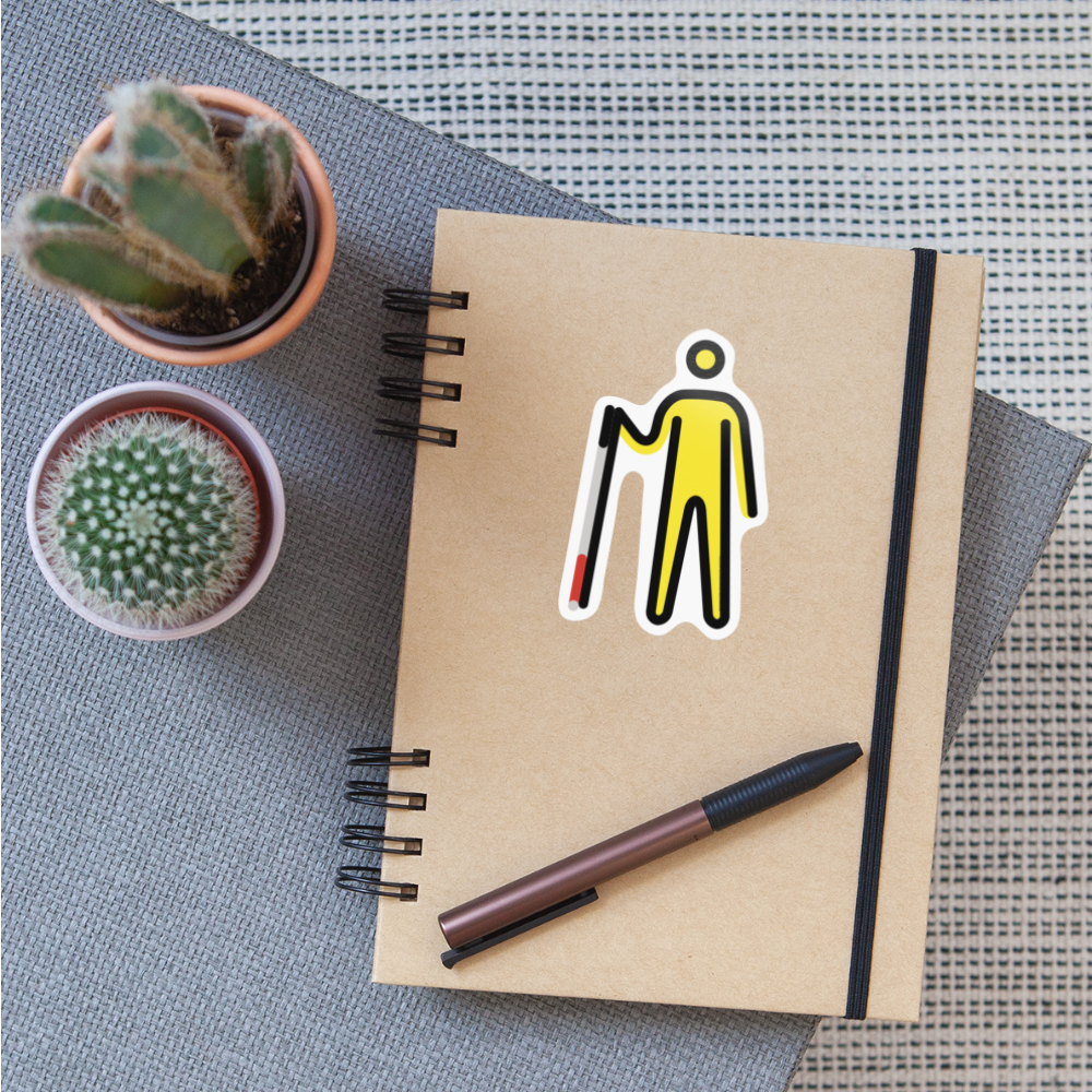 Man with White Cane Moji Sticker - Emoji.Express - white glossy