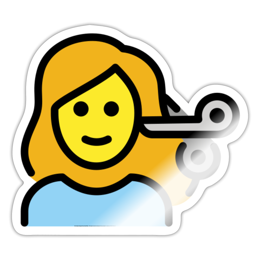 Woman Getting Haircut Moji Sticker - Emoji.Express - white glossy