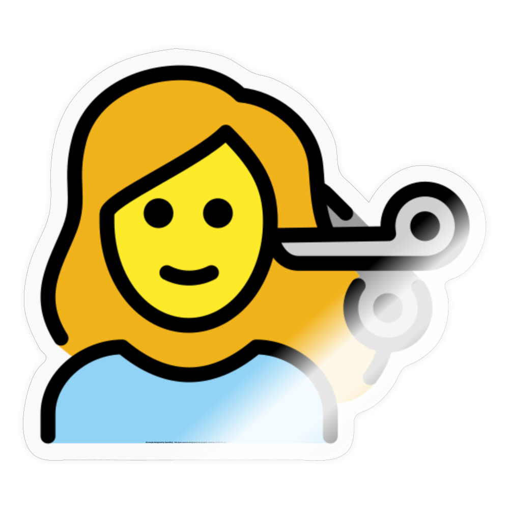 Woman Getting Haircut Moji Sticker - Emoji.Express - transparent glossy