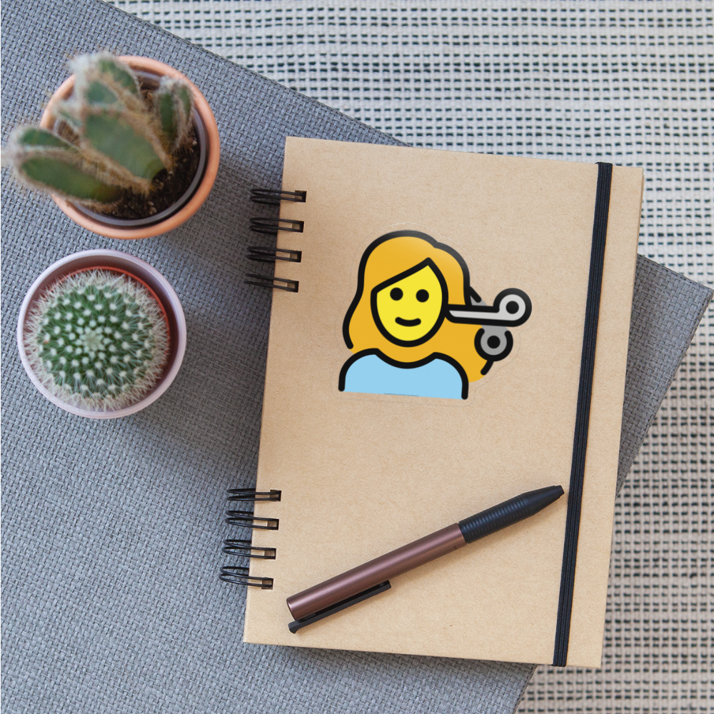 Woman Getting Haircut Moji Sticker - Emoji.Express - transparent glossy