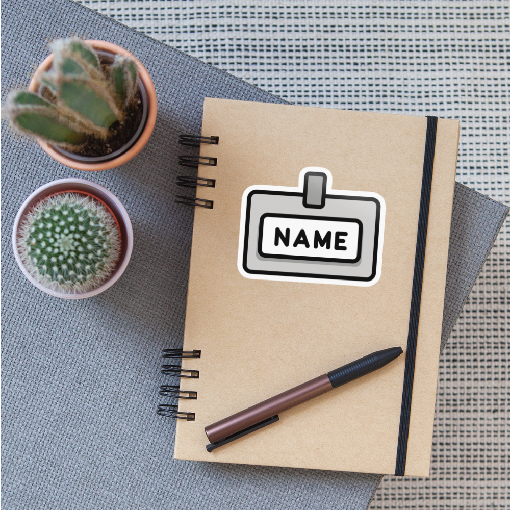 European Name Badge Moji Sticker - Emoji.Express - white glossy