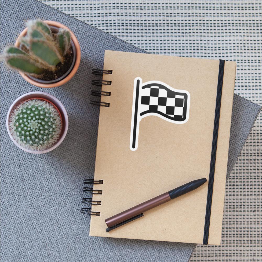 Chequered Flag Moji Sticker - Emoji.Express - white matte