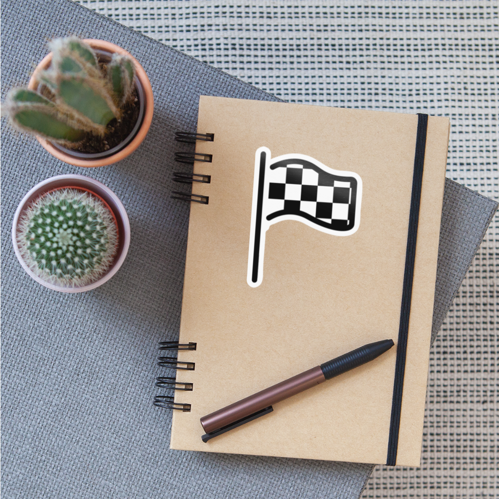 Chequered Flag Moji Sticker - Emoji.Express - white glossy