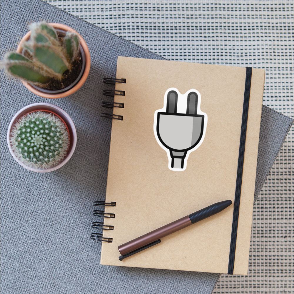 Electric Plug Moji Sticker - Emoji.Express - white glossy