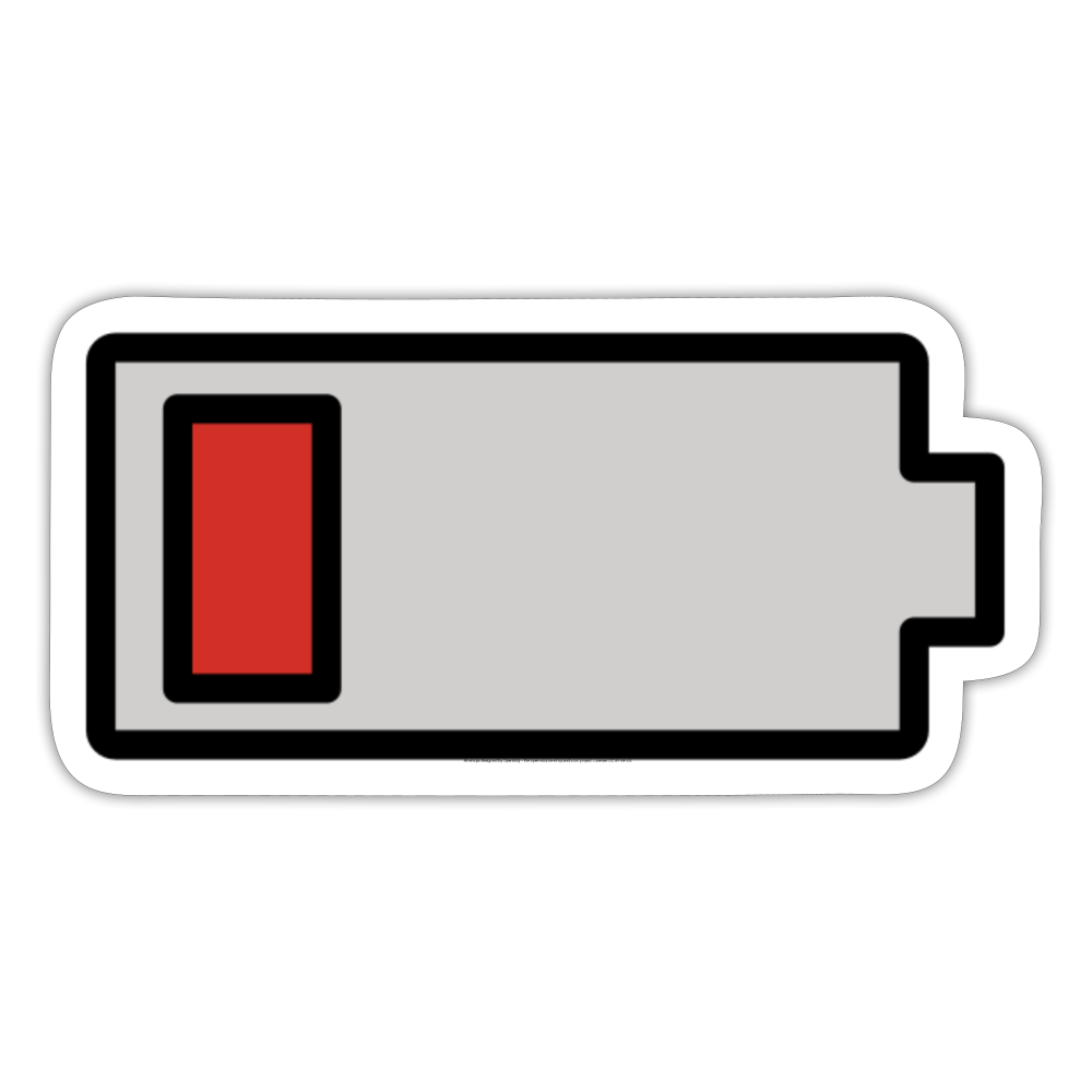 Low Battery Moji Sticker - Emoji.Express - white matte