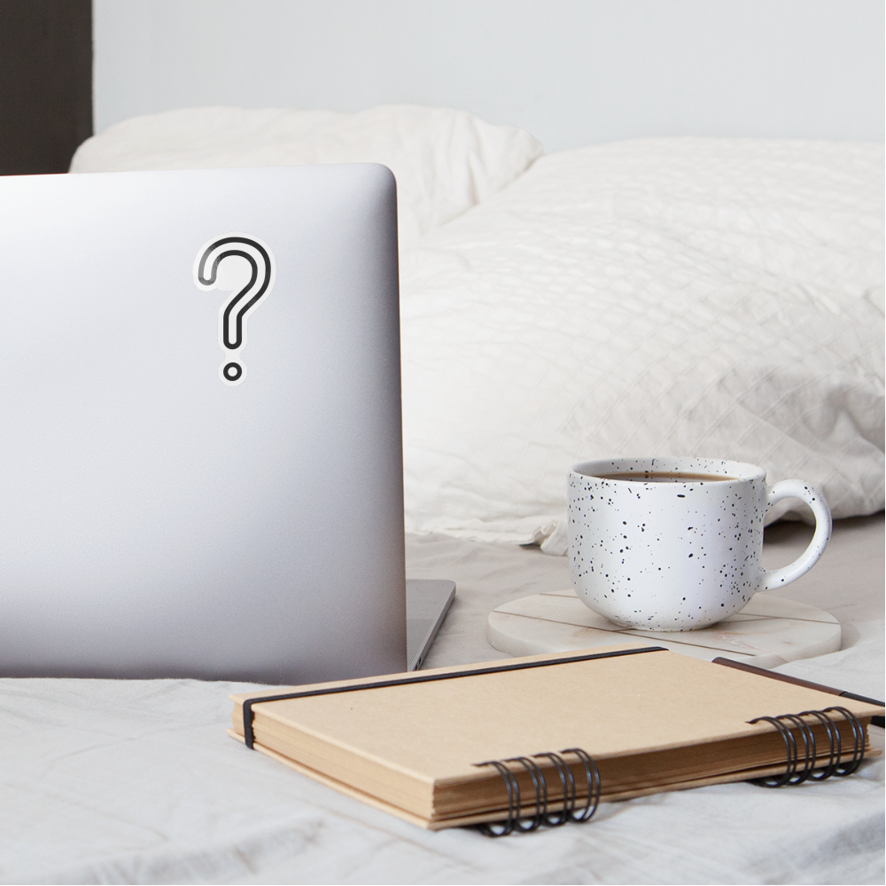 White Question Mark Moji Sticker - Emoji.Express - white glossy