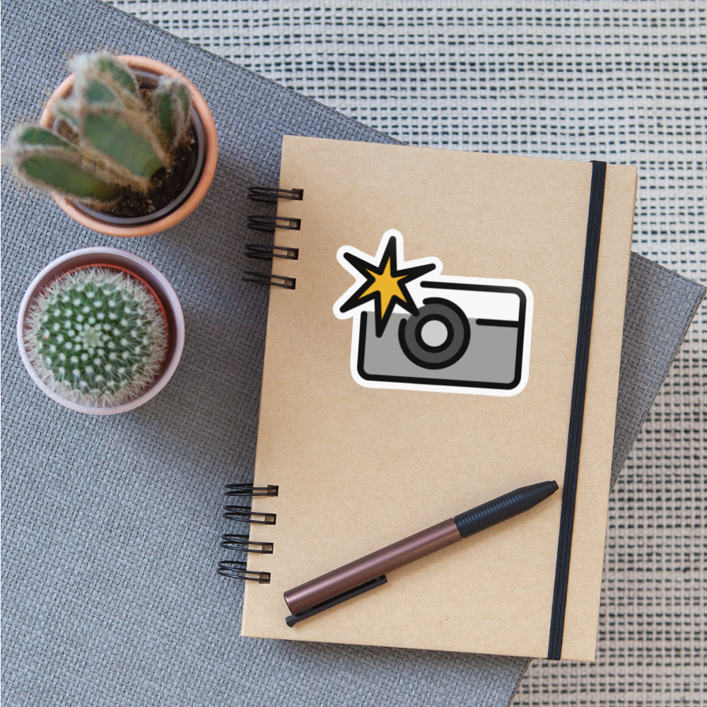 Camera with Flash Moji Sticker - Emoji.Express - white glossy