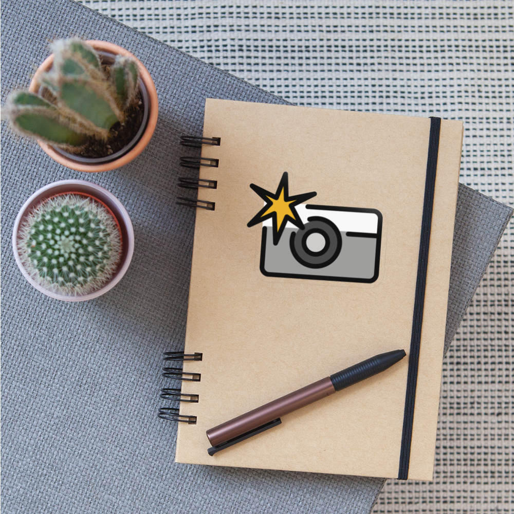 Camera with Flash Moji Sticker - Emoji.Express - transparent glossy