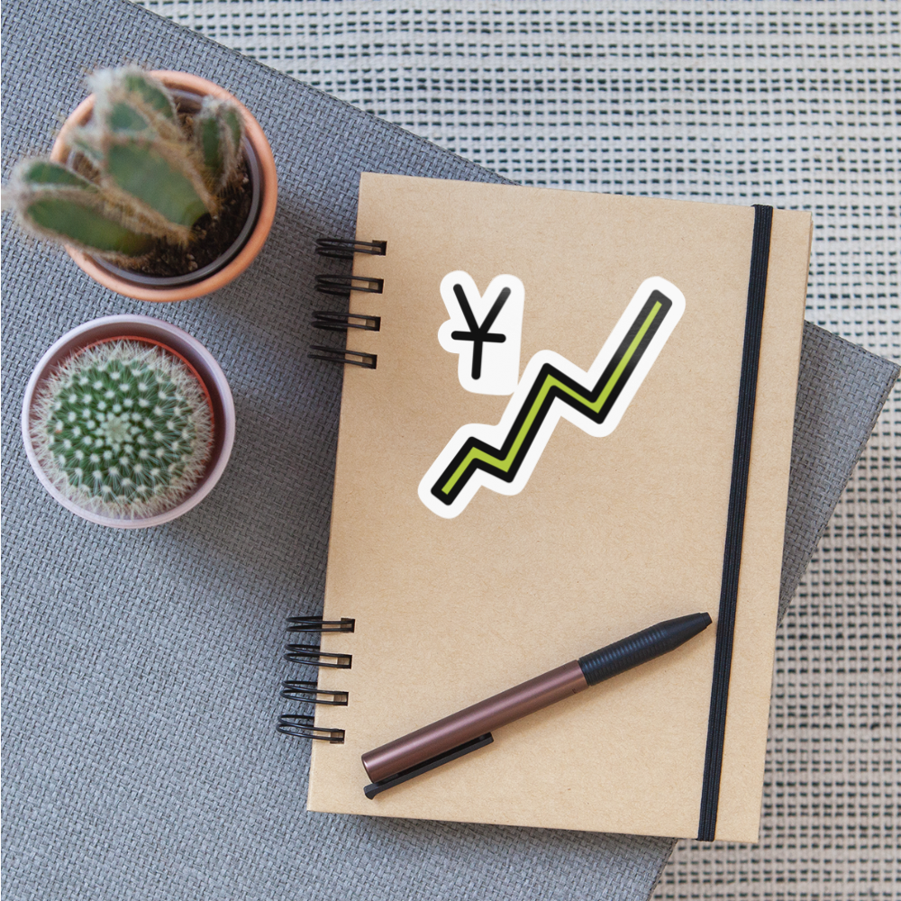 Chart with Increasing Yen Moji Sticker - Emoji.Express - white glossy