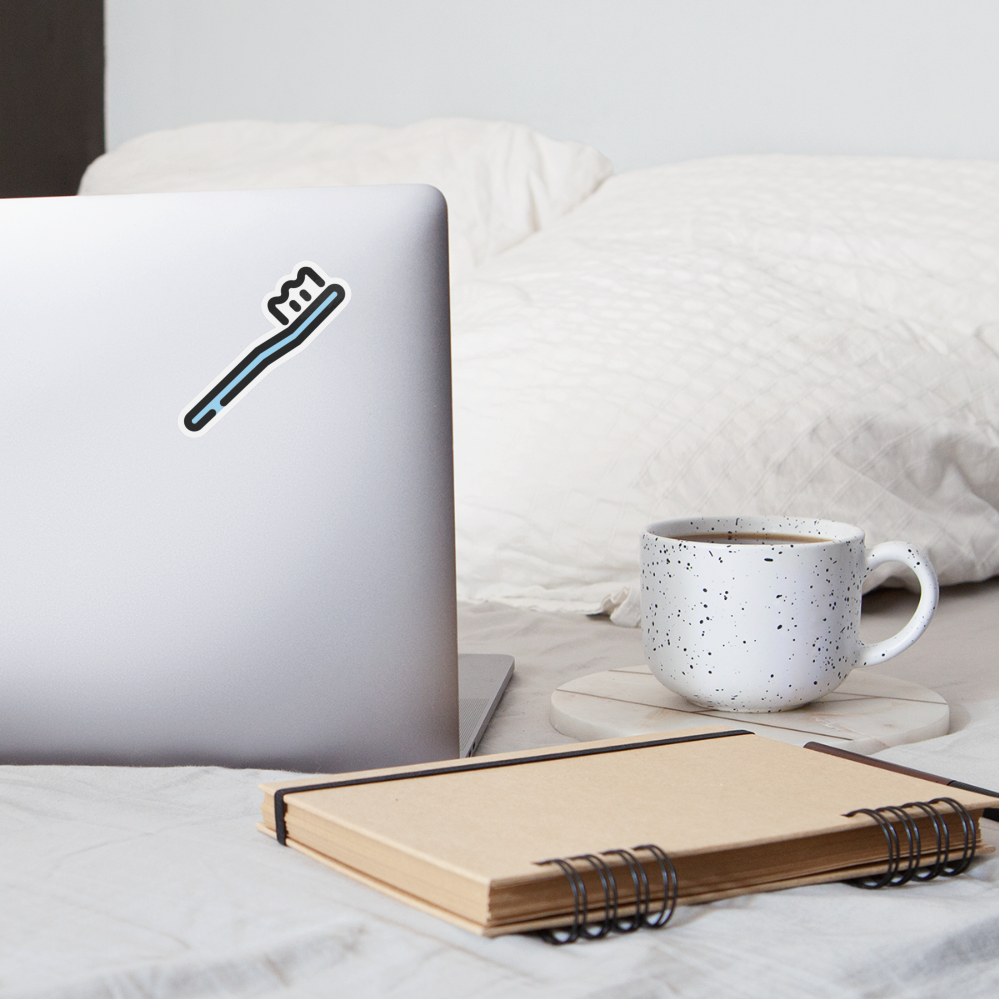 Toothbrush Moji Sticker - Emoji.Express - white matte