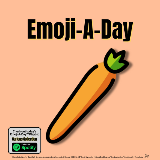 Emoij-A-Day theme with Carrot emoji and Curious Collection Spotify Playlist