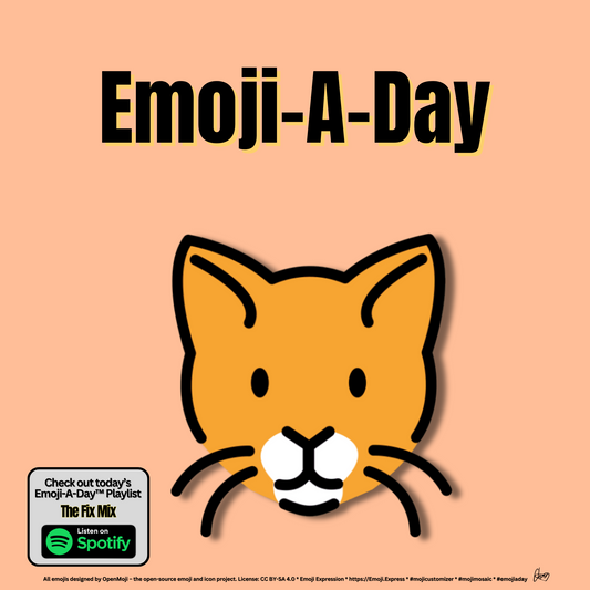 Emoij-A-Day theme with Cat Face emoji and The Fix Mix Spotify Playlist