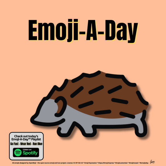 Emoij-A-Day theme with Hedgehog emoji and Go Fast - Wear Red - Run Blue Spotify Playlist