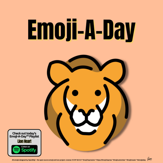 Emoij-A-Day theme with Lion emoji and Lion Heart Spotify Playlist