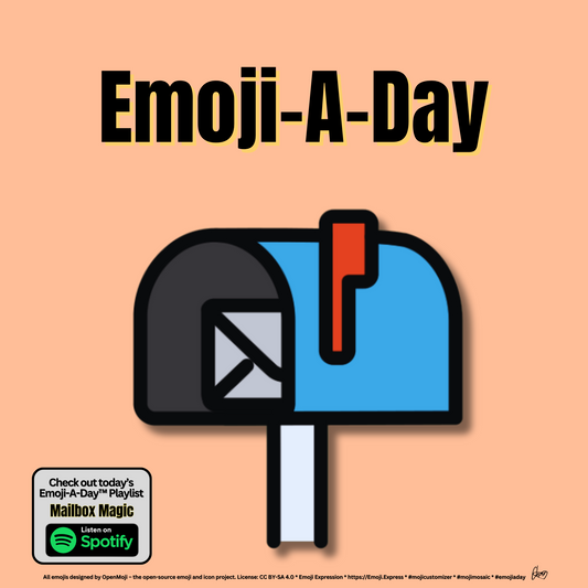 Emoij-A-Day theme with Open Mailbox with Raised Flag emoji and Mailbox Magic Spotify Playlist