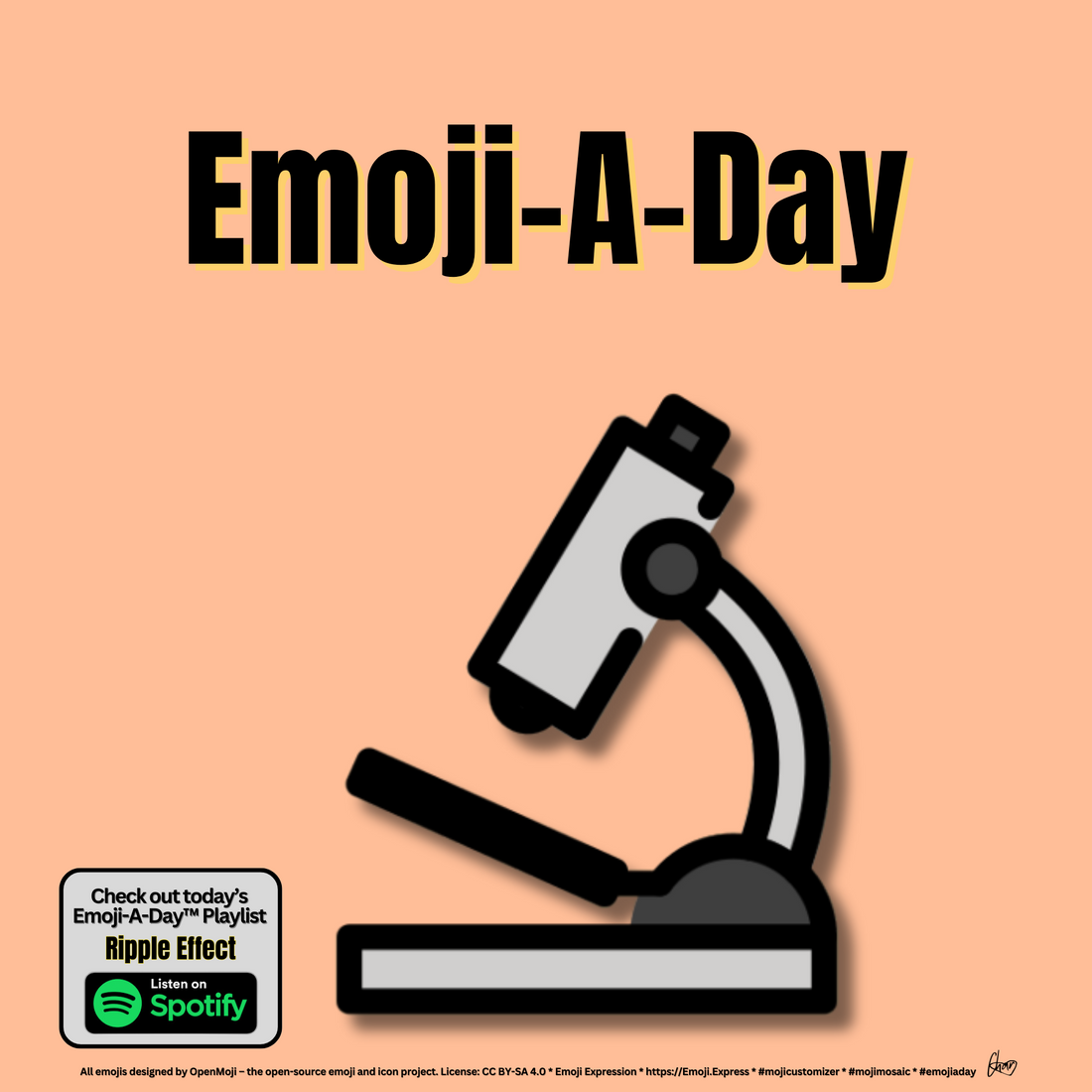 Emoij-A-Day theme with Microscope emoji and Ripple Effect Spotify Playlist