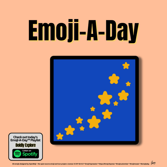 Emoij-A-Day theme with Milky Way emoji and Boldly Explore Spotify Playlist