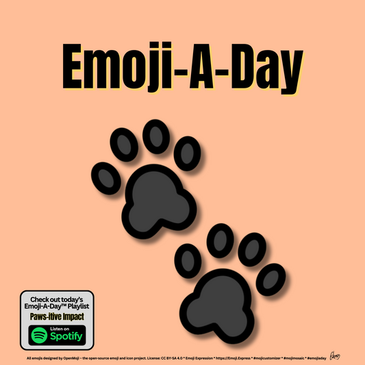 Emoij-A-Day theme with Paw Prints emoji and Paws-tive Impact Spotify Playlist