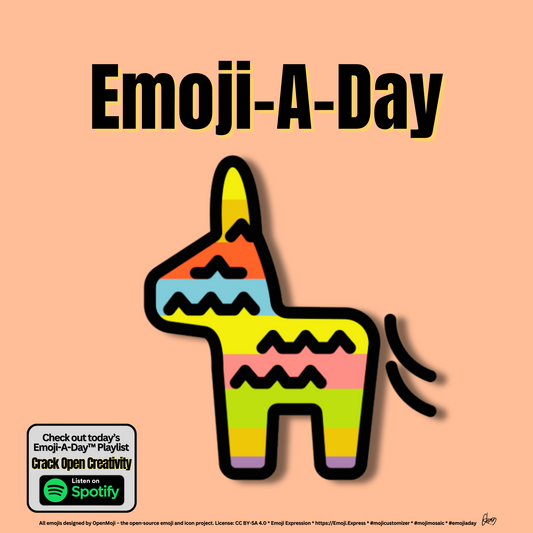 Emoij-A-Day theme with Piñata emoji and Crack Open Creativity Spotify Playlist