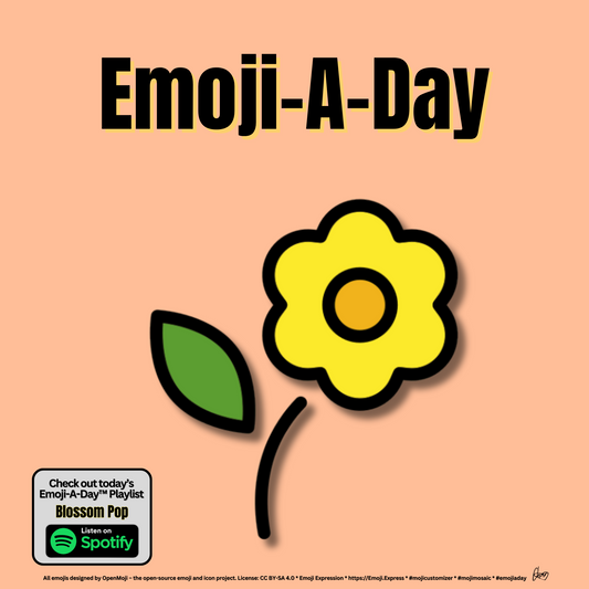 Emoij-A-Day theme with Blossom emoji and Blossom Pop Spotify Playlist
