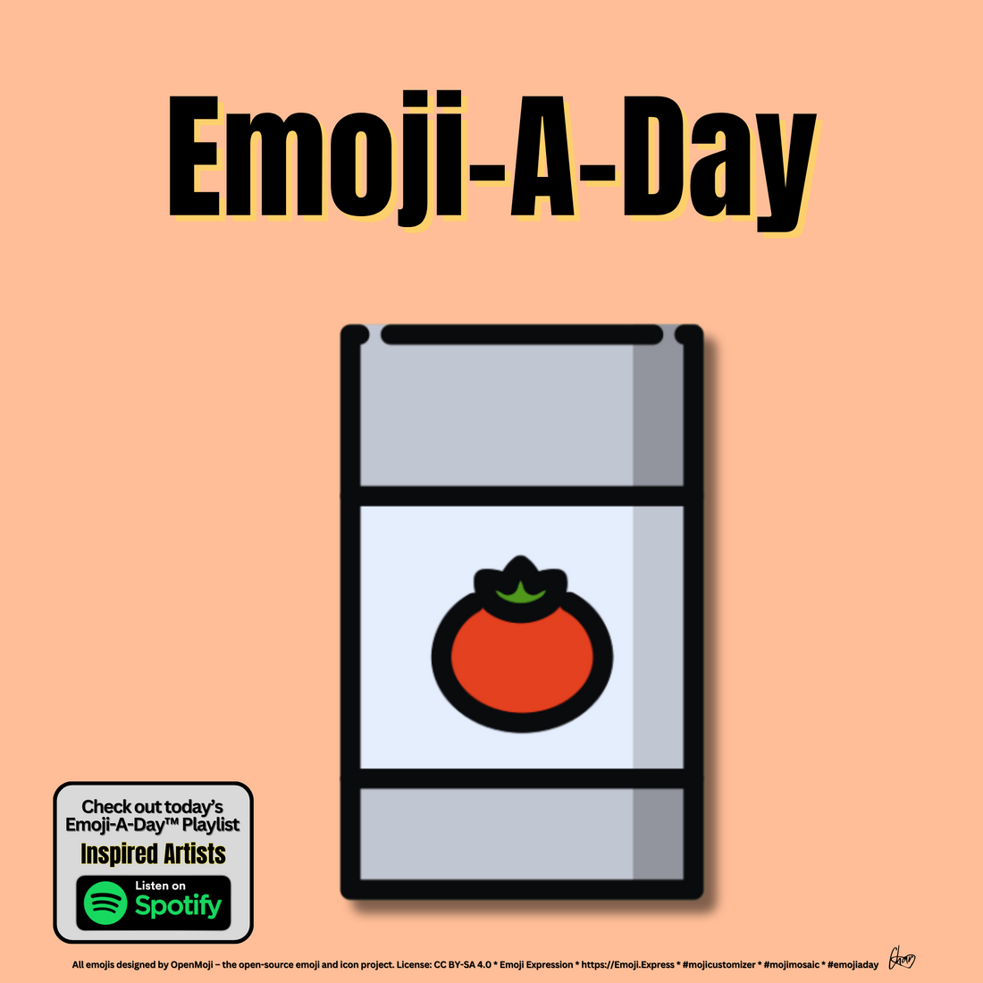 Emoij-A-Day theme with Canned Food emoji and Inspired Artists Spotify Playlist