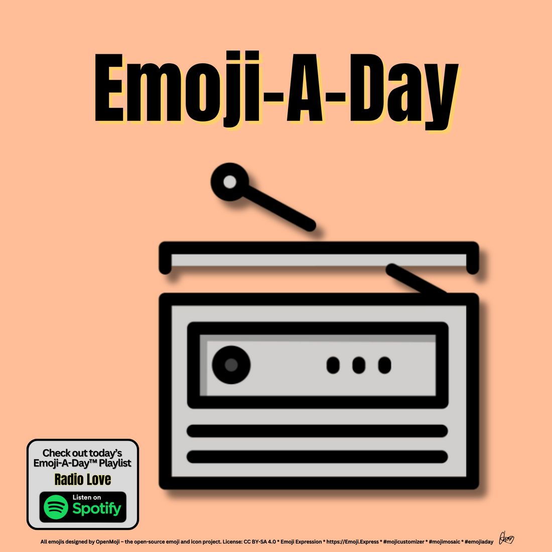 Emoij-A-Day theme with Radio emoji and Radio Love Spotify Playlist