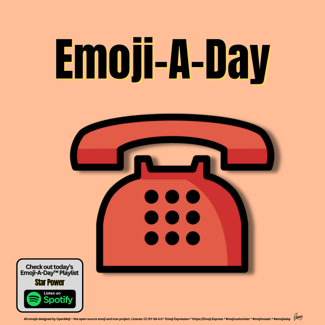 Emoij-A-Day theme with Telephone emoji and Star Power Spotify Playlist