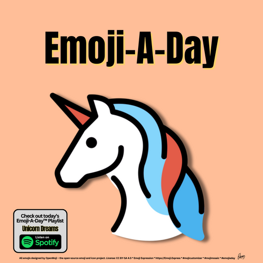 Emoij-A-Day theme with Unicorn emoji and Unicorn Dreams Spotify Playlist