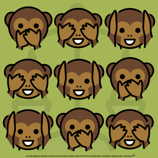 Three Monkeys & The Mosaic of Balance - Hear No Evil, See No Evil, Speak No Evil (Moji Musing)