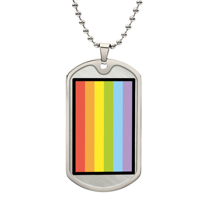 Rainbow Flag Moji Luxury Military Silver Necklace (Dog Tag)