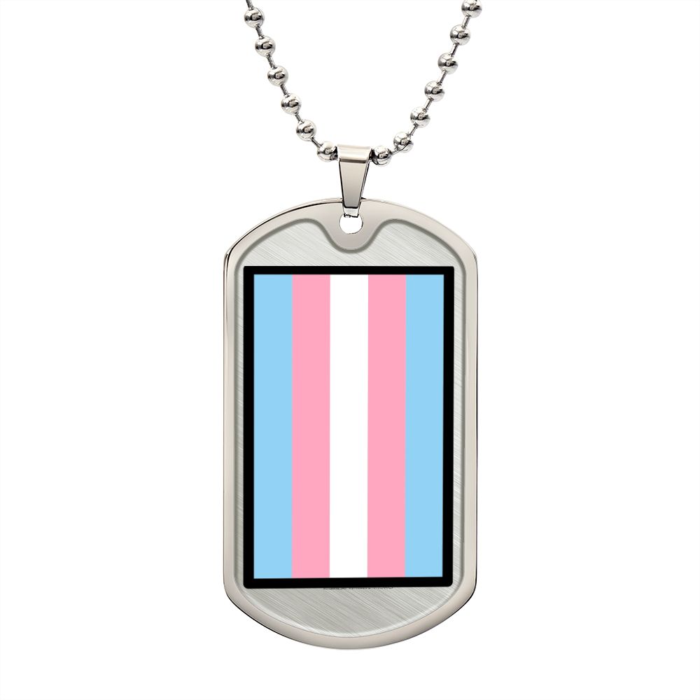 Transgender Flag Moji Luxury Silver Dog Tag