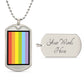 Rainbow Flag Moji Luxury Military Silver Necklace (Dog Tag) Engraved