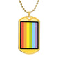 Rainbow Flag Moji Luxury Military Gold Necklace (Dog Tag)