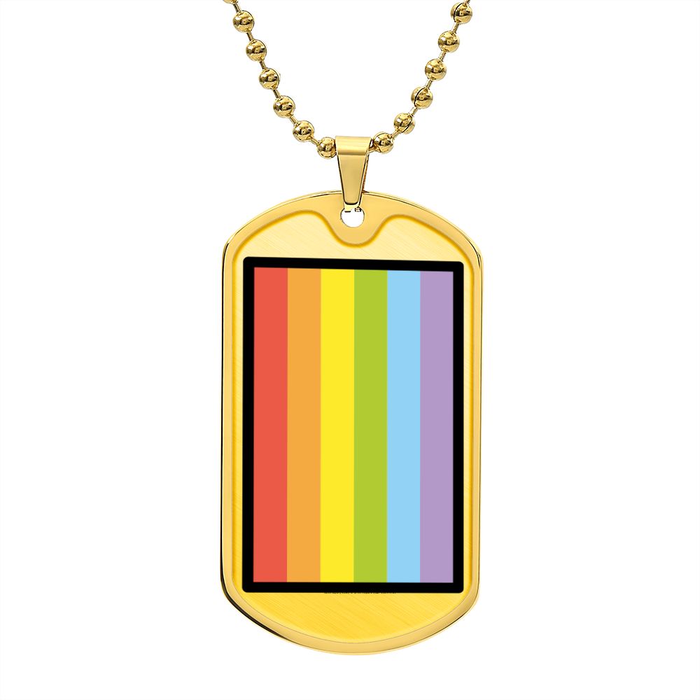 Rainbow Flag Moji Luxury Military Gold Necklace (Dog Tag)