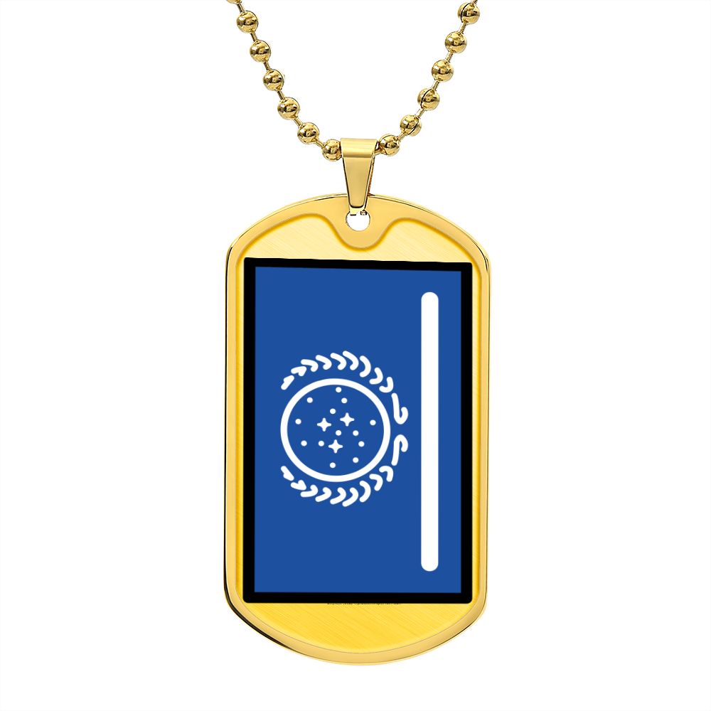 United Federation of Planets Flag (Star Trek) Flag Moji Luxury Military Gold Necklace (Dog Tag) Engraved