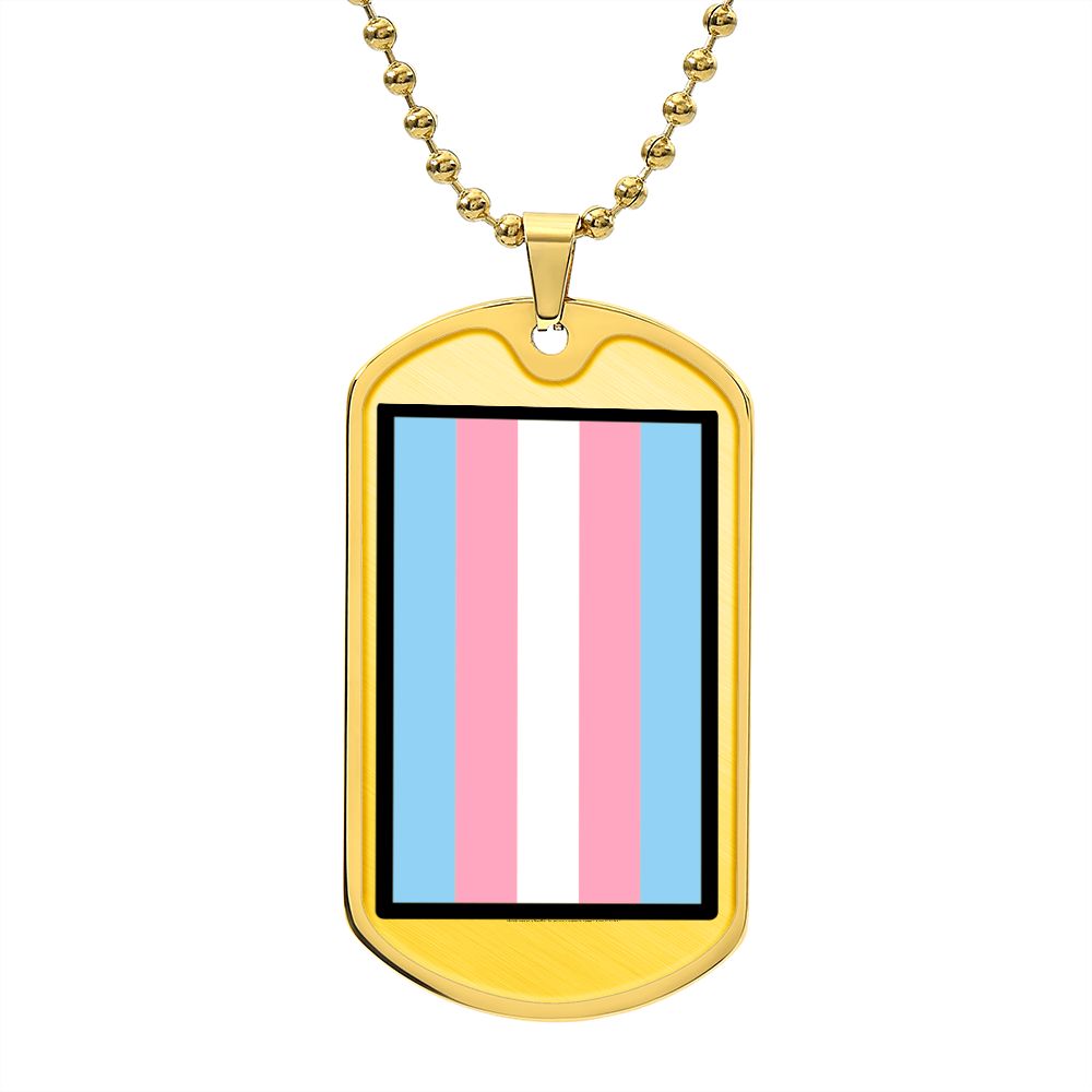 Transgender Flag Moji Luxury Gold Dog Tag