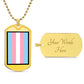 Transgender Flag Moji Luxury Gold Dog Tag Engraved