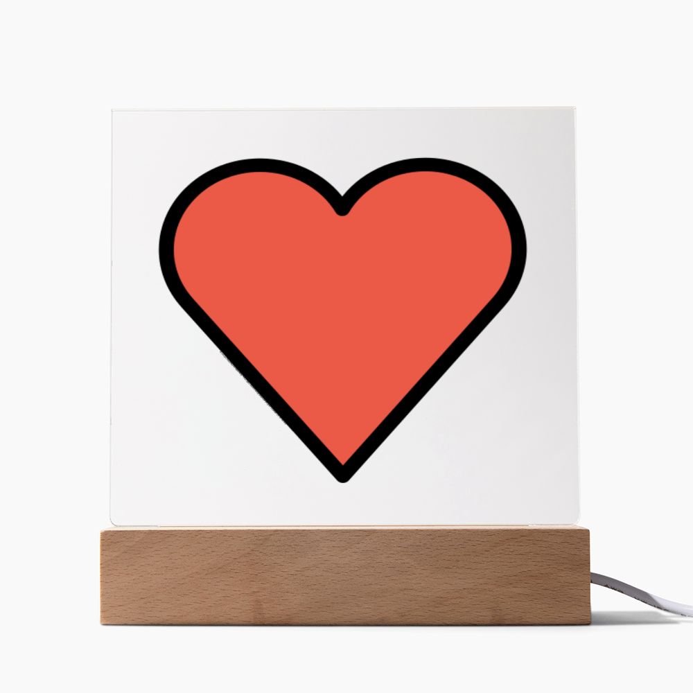 Red Heart Moji Pop Art Plaque Showing Cord