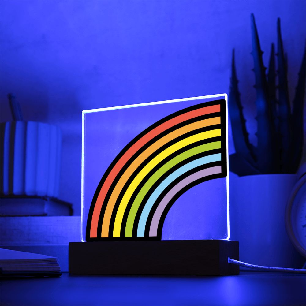 Rainbow Moji Pop Art Plaque Showing LED