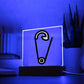 Safety Pin Moji Pop Art Plaque Showing LED