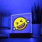 Rolling on Floor Laughing Moji Pop Art Plaque Showing LED