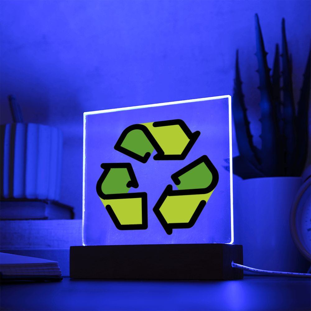 Recycling Symbol Folded Hands Moji Pop Art Plaque LED